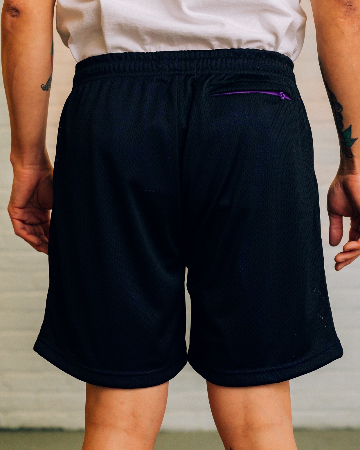 RAISED BY WOLVES/쥤ɥХ֥TWO-TONE MESH SHORTS 硼ȥѥ / BLACK/PURPLE