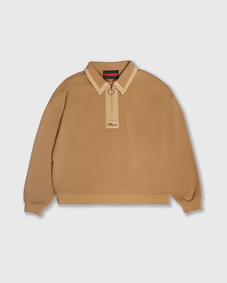 ��PLEASURES/�ץ쥸�㡼����DRIFT ZIP POLO ���åץݥ� / TAN