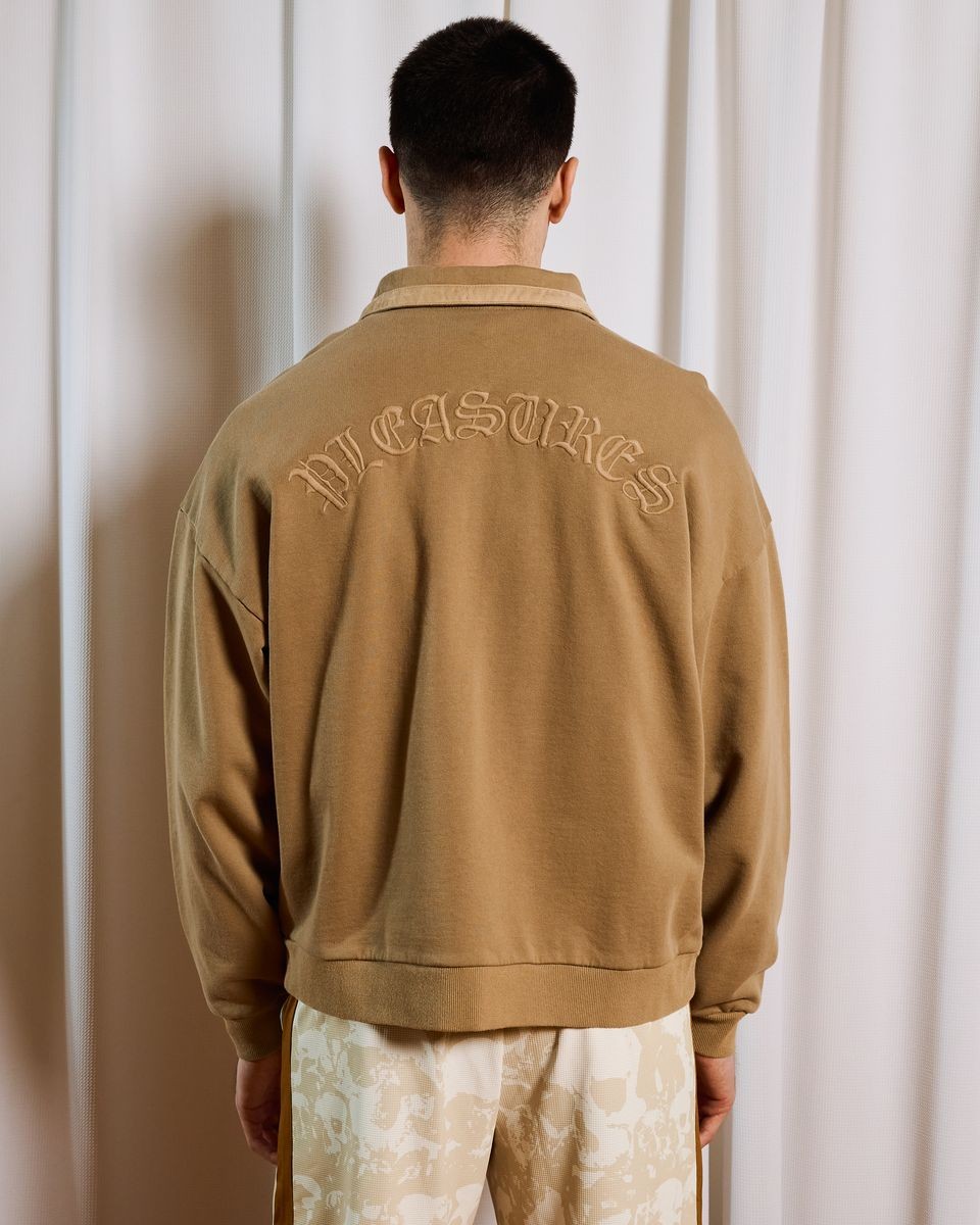 ��PLEASURES/�ץ쥸�㡼����DRIFT ZIP POLO ���åץݥ� / TAN
