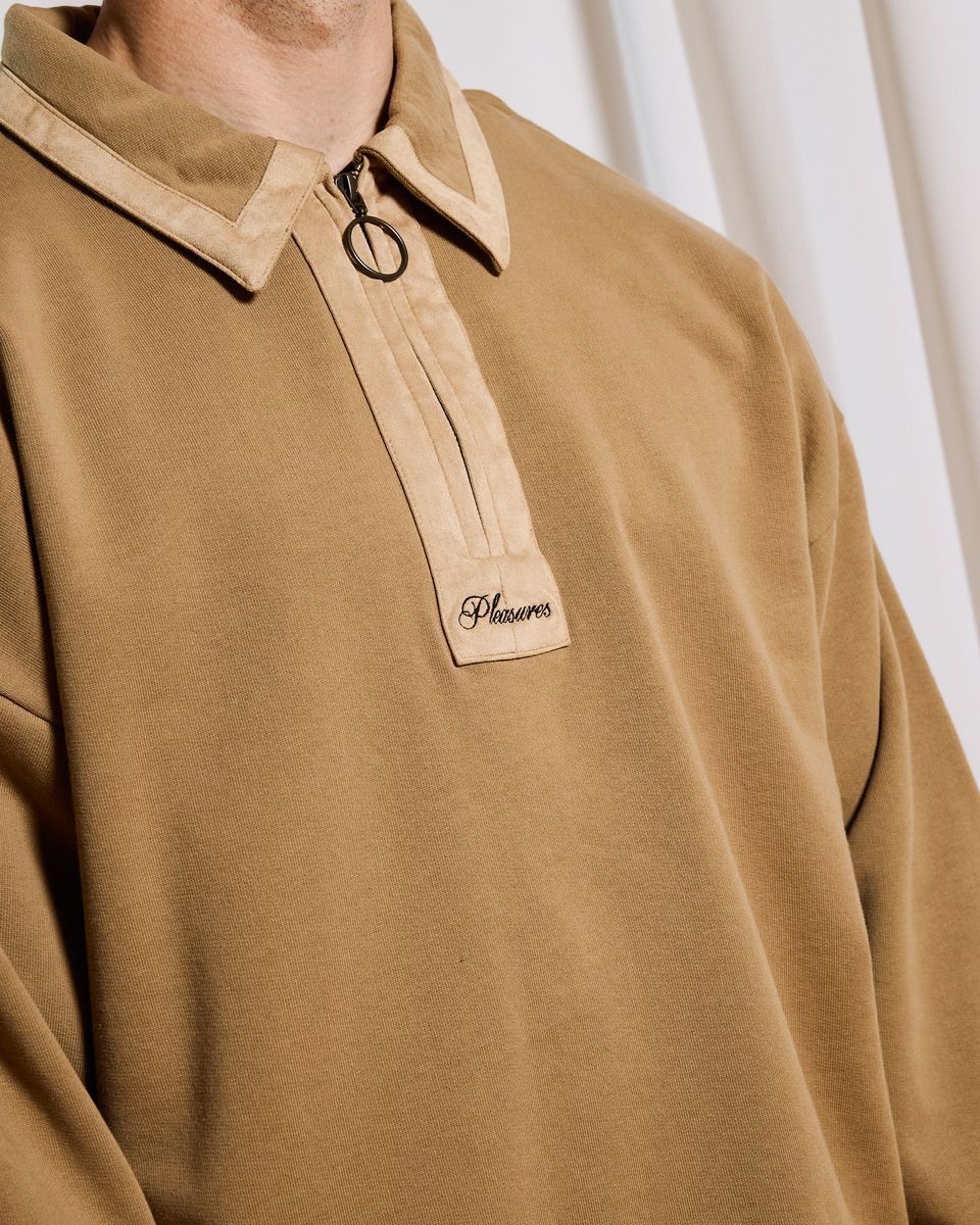 ��PLEASURES/�ץ쥸�㡼����DRIFT ZIP POLO ���åץݥ� / TAN