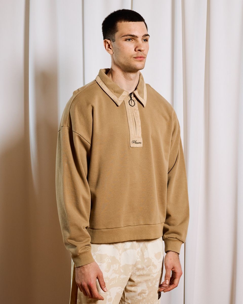 ��PLEASURES/�ץ쥸�㡼����DRIFT ZIP POLO ���åץݥ� / TAN