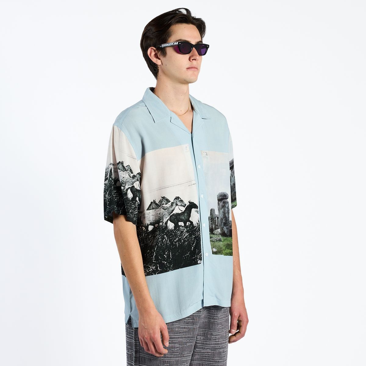 PLEASURES/ץ쥸㡼STONE HORSE BUTTON DOWN Ⱦµ / POWDER BLUE