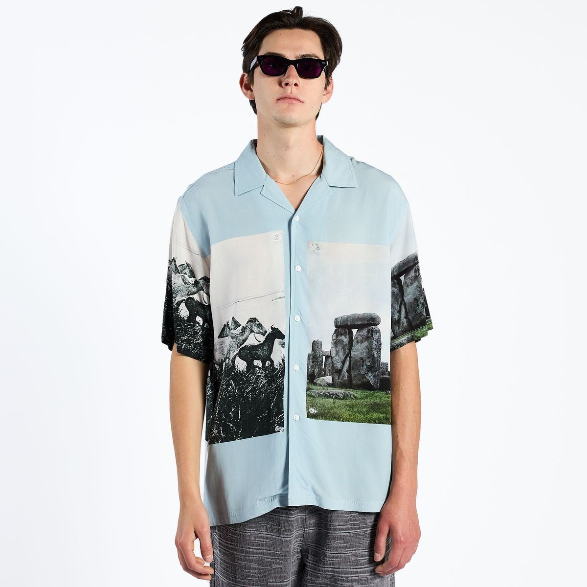 PLEASURES/ץ쥸㡼STONE HORSE BUTTON DOWN Ⱦµ / POWDER BLUE