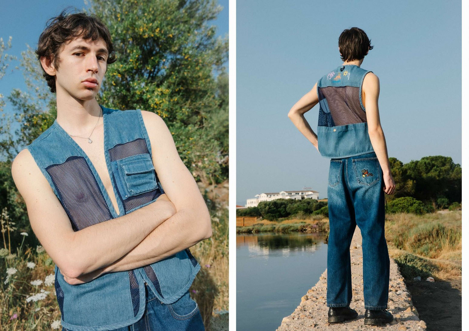 ��PAS DE MER/�ѥɥ����POSTCARD VEST �٥��� / BLUE