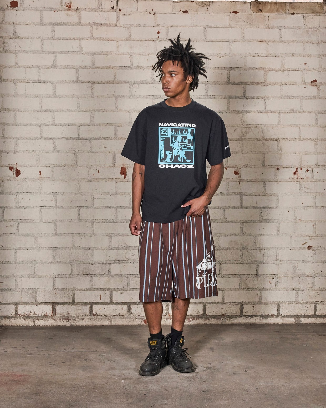 ��PLEASURES/�ץ쥸�㡼����NAVIGATE T-SHIRT T����� / BLACK