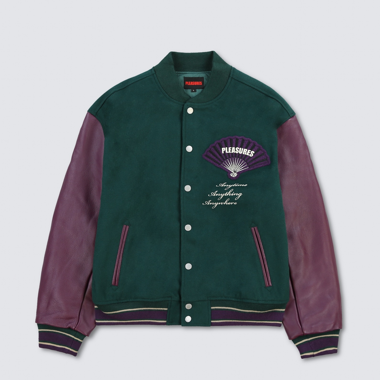 ��PLEASURES/�ץ쥸�㡼����FAN VARSITY JACKET �С����ƥ����㥱�å� / GREEN