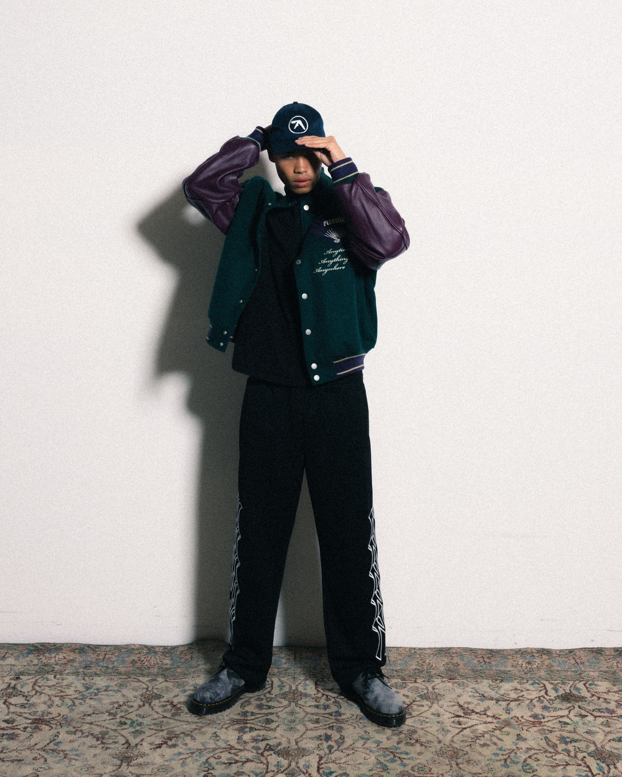 ��PLEASURES/�ץ쥸�㡼����FAN VARSITY JACKET �С����ƥ����㥱�å� / GREEN