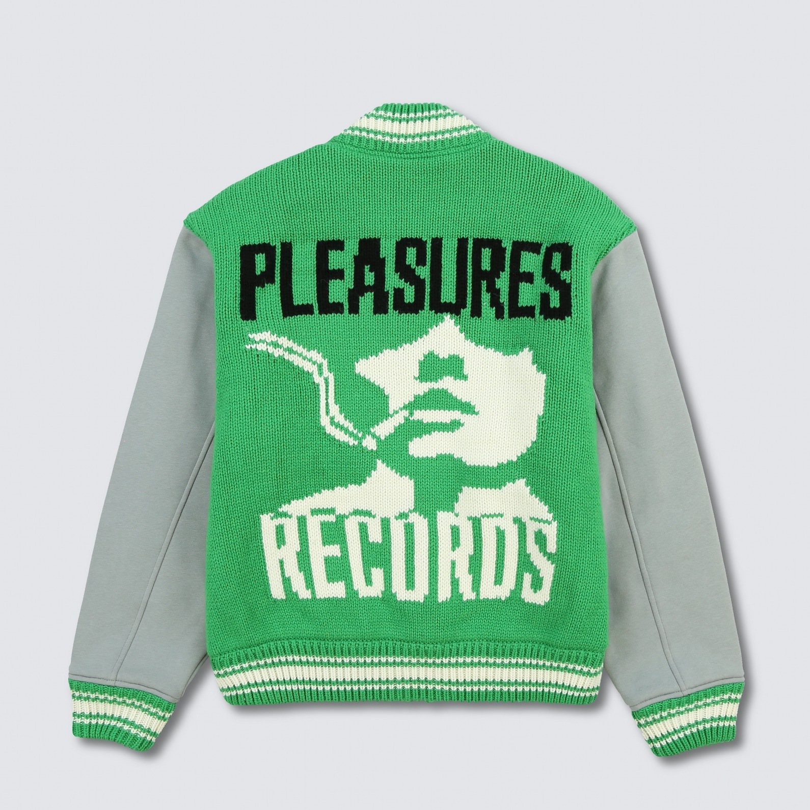 PLEASURES/ץ쥸㡼SMOKE KNITTED VARSITY JACKET Сƥ㥱å / GREEN