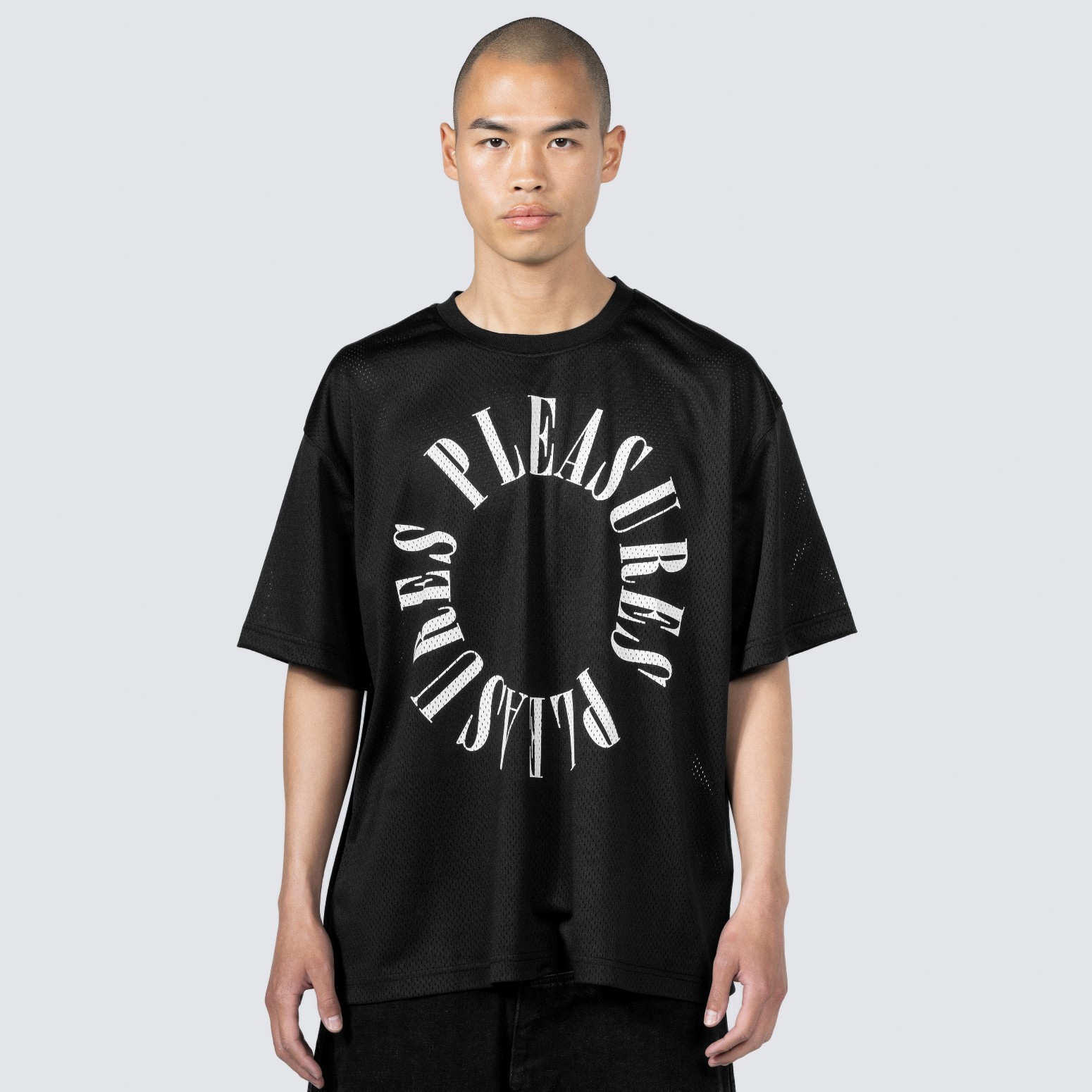 PLEASURES/ץ쥸㡼MOTIVE MESH SHIRT T / BLACK