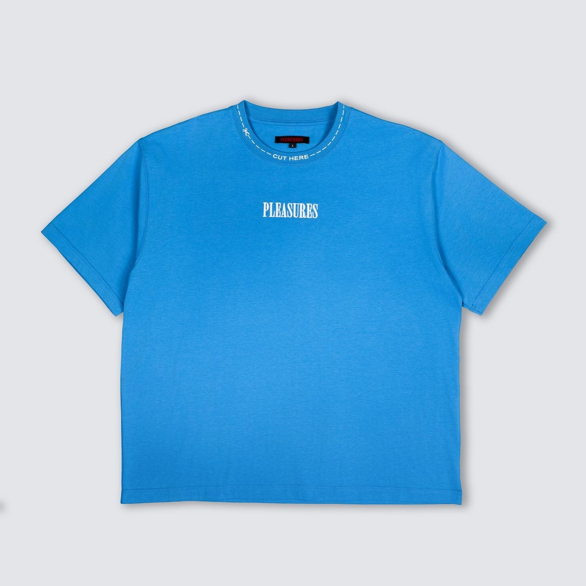 ��PLEASURES/�ץ쥸�㡼����CUT HERE HEAVYWEIGHT SHIRT T����� / BLUE