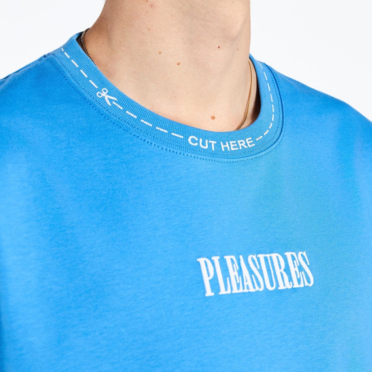 ��PLEASURES/�ץ쥸�㡼����CUT HERE HEAVYWEIGHT SHIRT T����� / BLUE