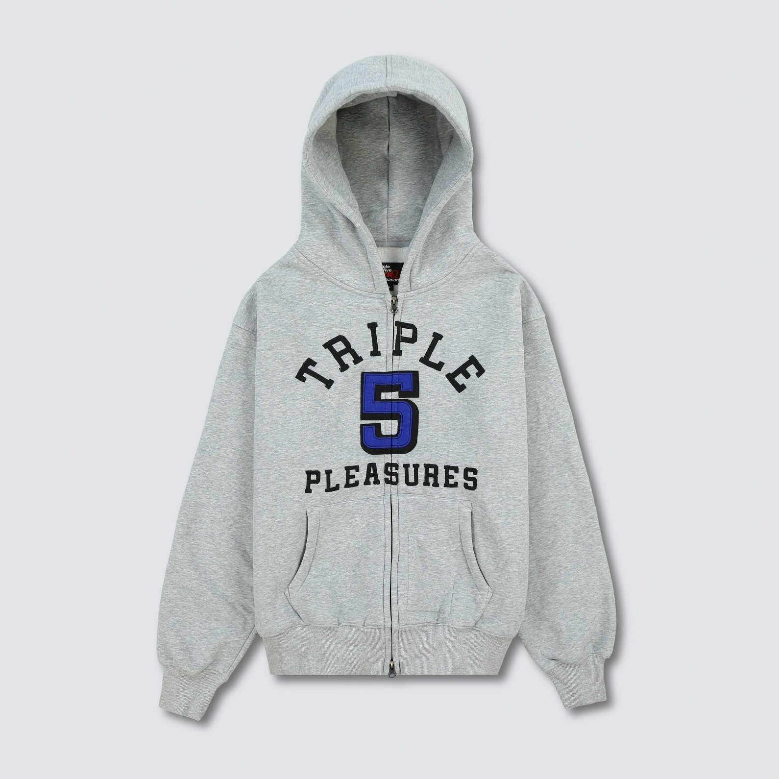 ��PLEASURES/�ץ쥸�㡼����555 SOUL/�ȥ�ץ�ե����֥������555 APPLIQUE ZIP UP HOODIE ���åץ��åץѡ����� / HEATHER GREY