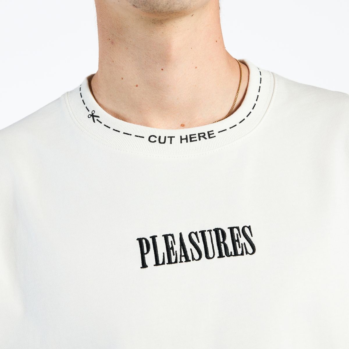 PLEASURES/ץ쥸㡼CUT HERE HEAVYWEIGHT SHIRT T / WHITE