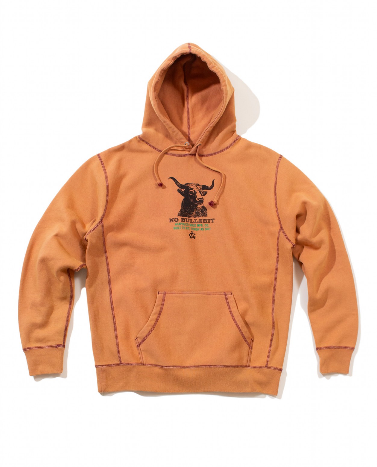 ��ACAPULCO GOLD/�����ץ륳 ������ɡ�NO BULLSHIT PULLOVER HOODED SWEATSHIRT �ѡ����� / WASHED BURGUNDY