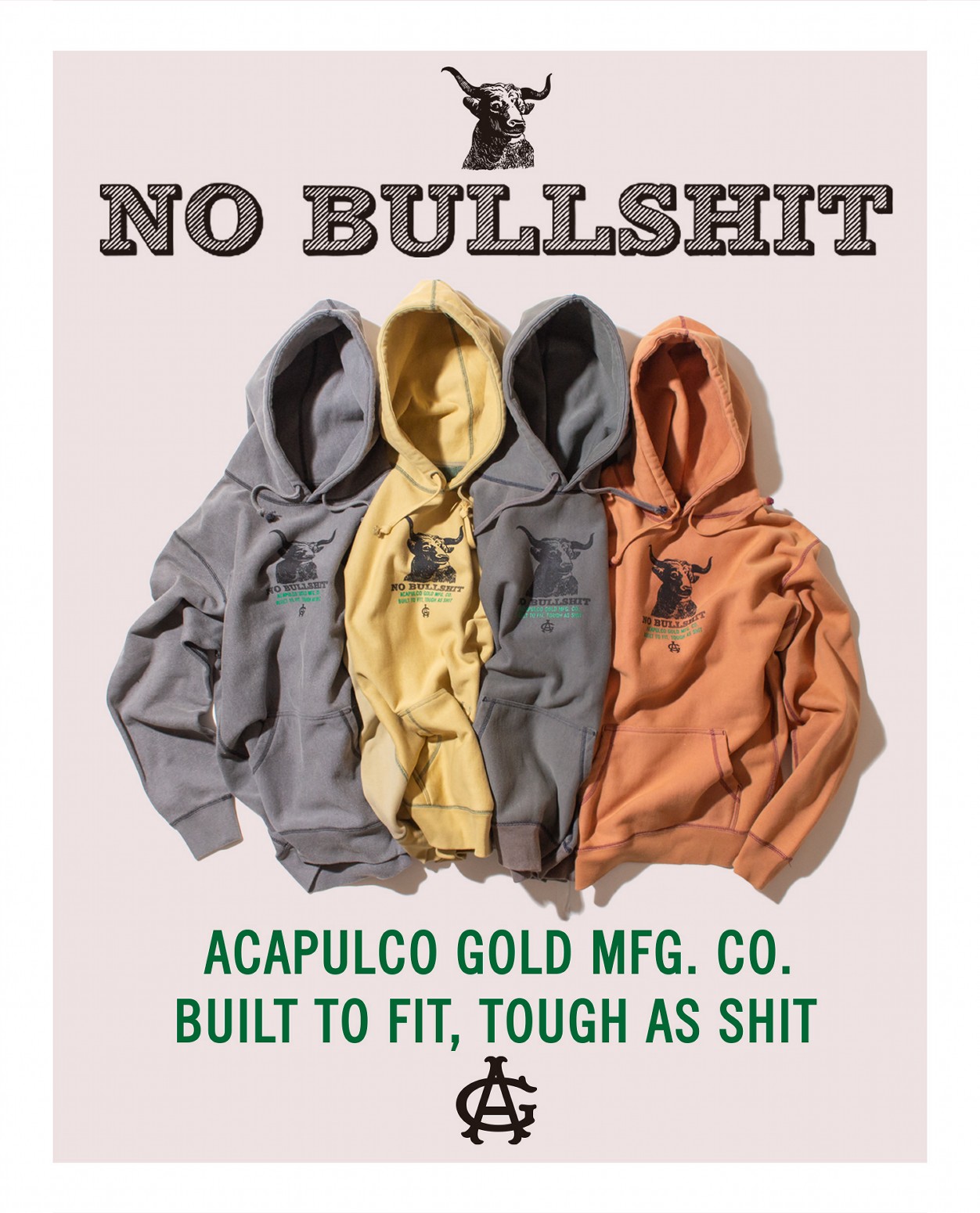 ��ACAPULCO GOLD/�����ץ륳 ������ɡ�NO BULLSHIT PULLOVER HOODED SWEATSHIRT �ѡ����� / WASHED BURGUNDY