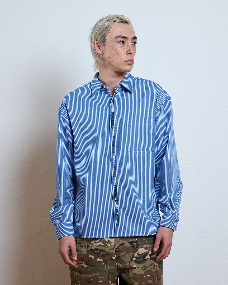 ��PLEASURES/�ץ쥸�㡼����IMPACT BUTTON UP Ĺµ����� / BLUE