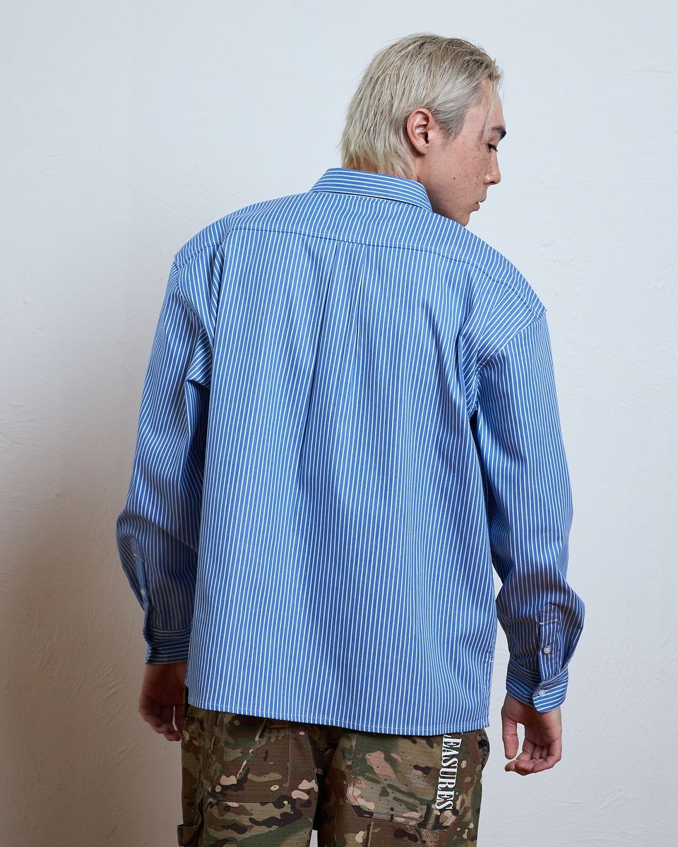 ��PLEASURES/�ץ쥸�㡼����IMPACT BUTTON UP Ĺµ����� / BLUE