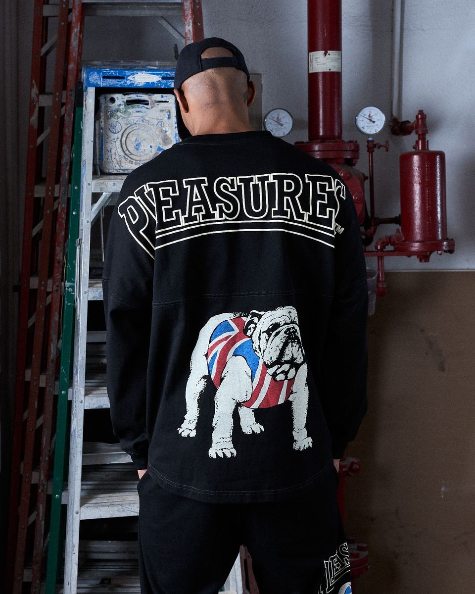 ��PLEASURES/�ץ쥸�㡼����BULLDOG HEAVYWEIGHT LONG SLEEVE ĹµT����� / BLACK