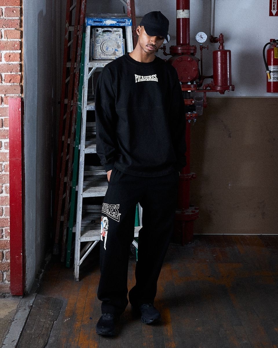 ��PLEASURES/�ץ쥸�㡼����BULLDOG HEAVYWEIGHT LONG SLEEVE ĹµT����� / BLACK