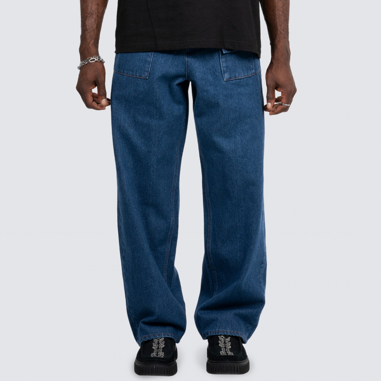 PLEASURES/ץ쥸㡼GRIND BAGGY JEANS Х / INDIGO