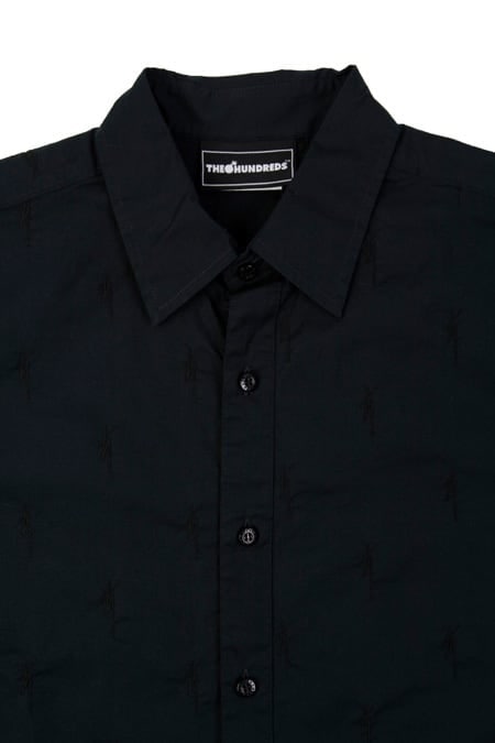 ��THE HUNDREDS/�����ϥ�ɥ�åġ�BENNIGAN SS WOVEN Ⱦµ����� / BLACK �֥�å� ��