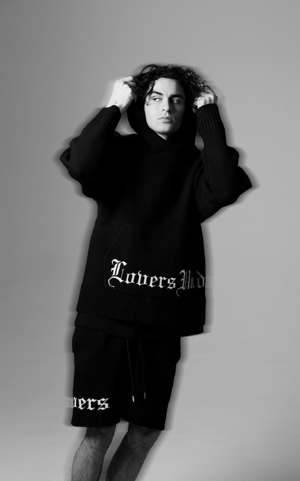LUTI/롼ƥLOVERS KNITTED HOODED SWEATER աɥ / BLACK