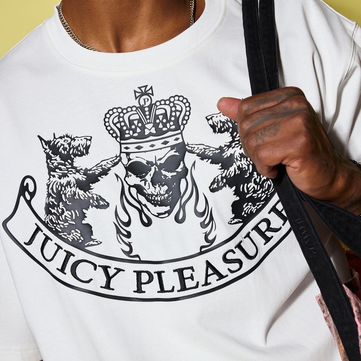��PLEASURES/�ץ쥸�㡼����JUICY COUTURE��SKULL CREST HEAVYWEIGHT SHIRT T����� / WHITE