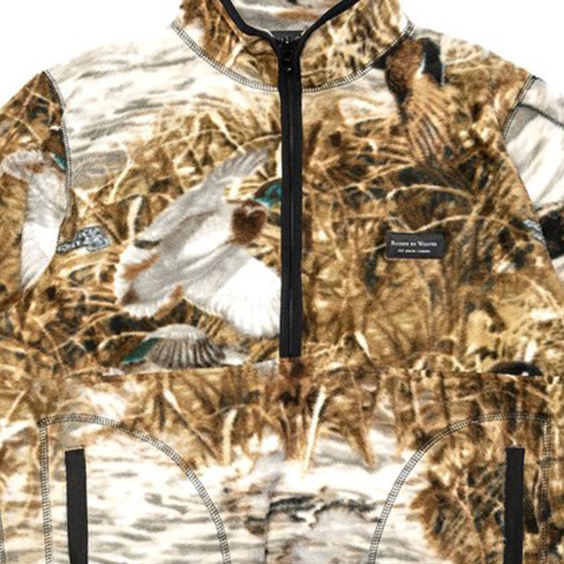 ��RAISED BY WOLVES/�쥤���ɥХ�����֥���REALTREE DUCKS & FISH POLAR FLEECE HALF ZIP �ݡ��顼�ե꡼���ϡ��ե��å� / REALTREE