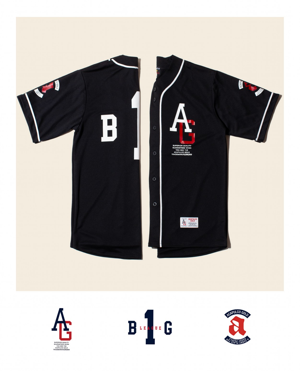 ��ACAPULCO GOLD/�����ץ륳 ������ɡ�B1G BASEBALL JERSEY Ⱦµ����� / BLACK