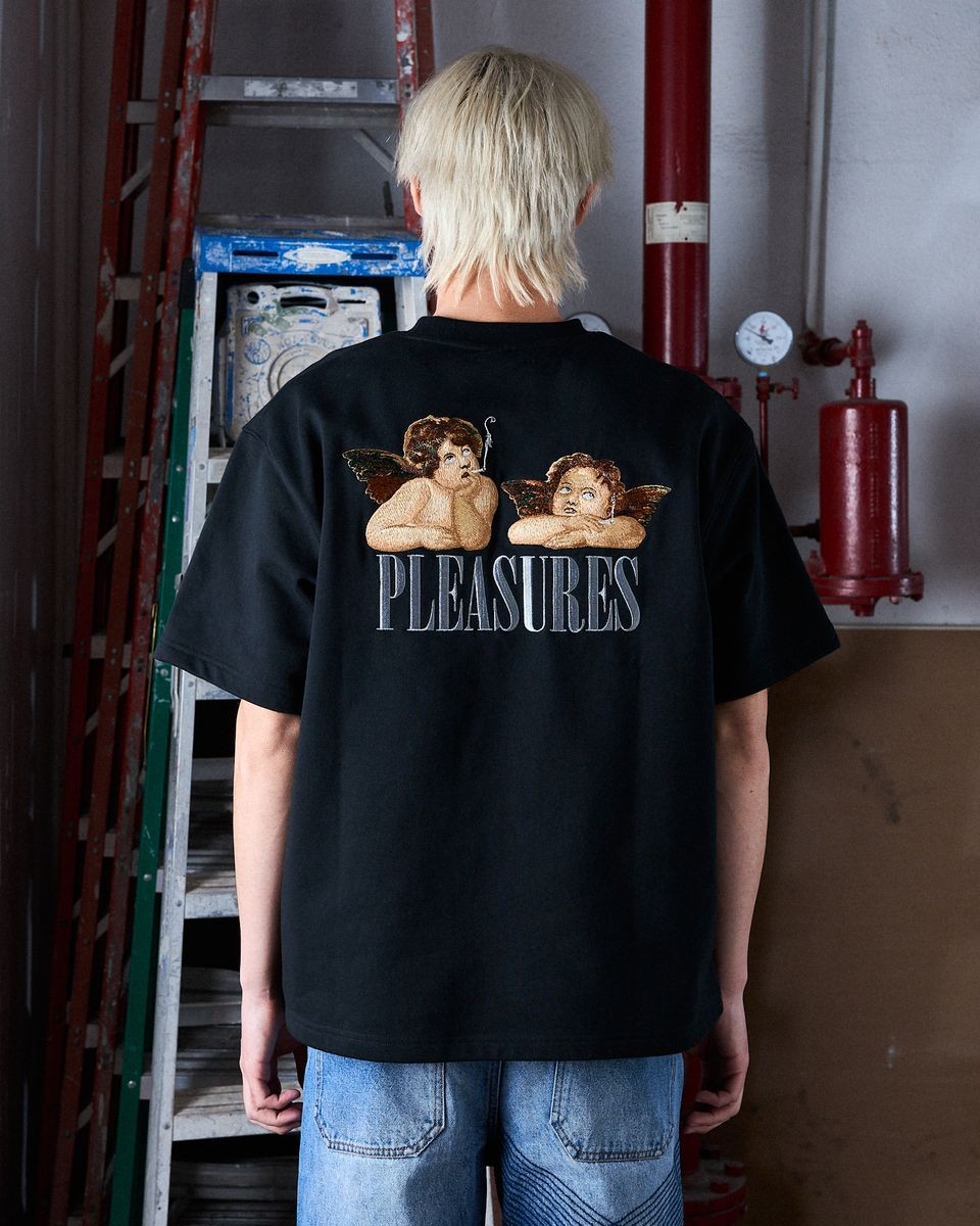 ��PLEASURES/�ץ쥸�㡼����DYNAMIC SHORT SLEEVE CREWNECK T����� / BLACK