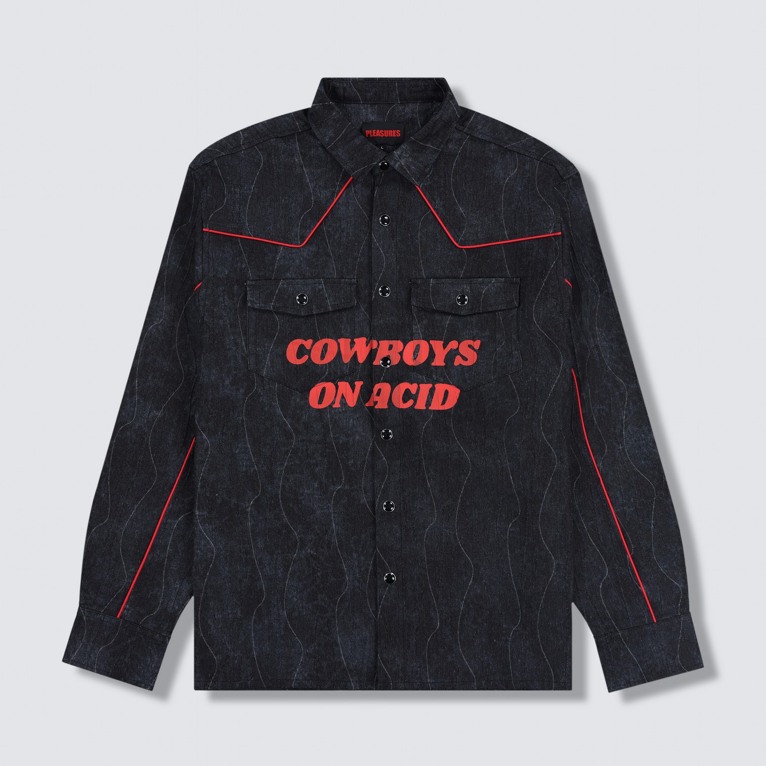PLEASURES/ץ쥸㡼ACID COWBOY DENIM SHIRT Ĺµ / BLACK