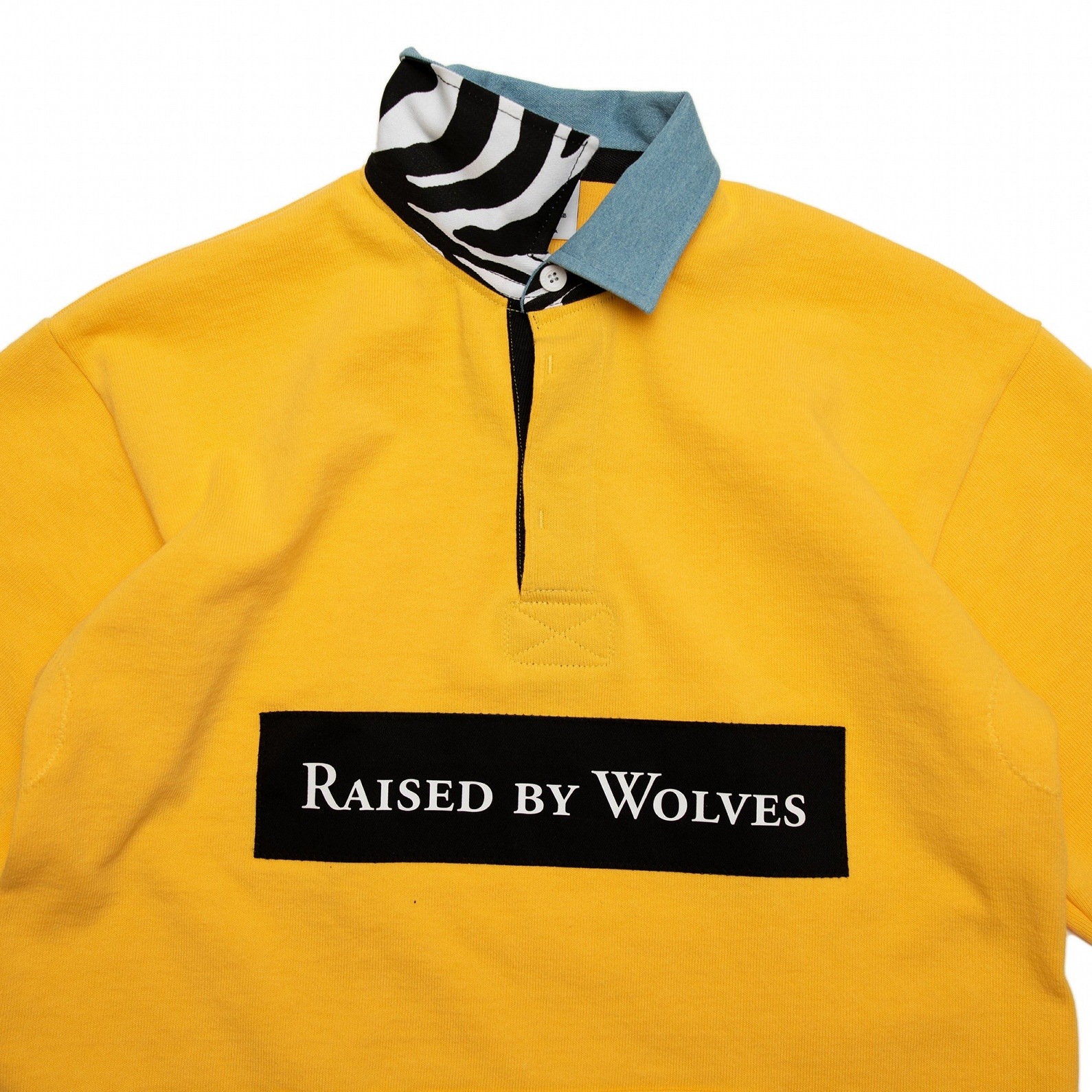 RAISED BY WOLVES/쥤ɥХ֥DENIM/ZEBRA COLLAR RUGBY 饰ӡ / YELLOW  