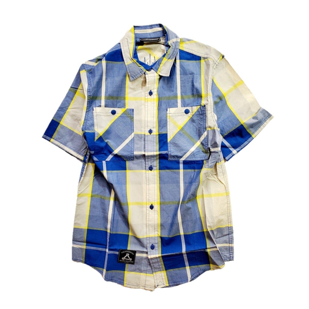��THE HUNDREDS/�����ϥ�ɥ�åġ�FLAXX SS WOVEN Ⱦµ����� / BLUE �֥롼 ��