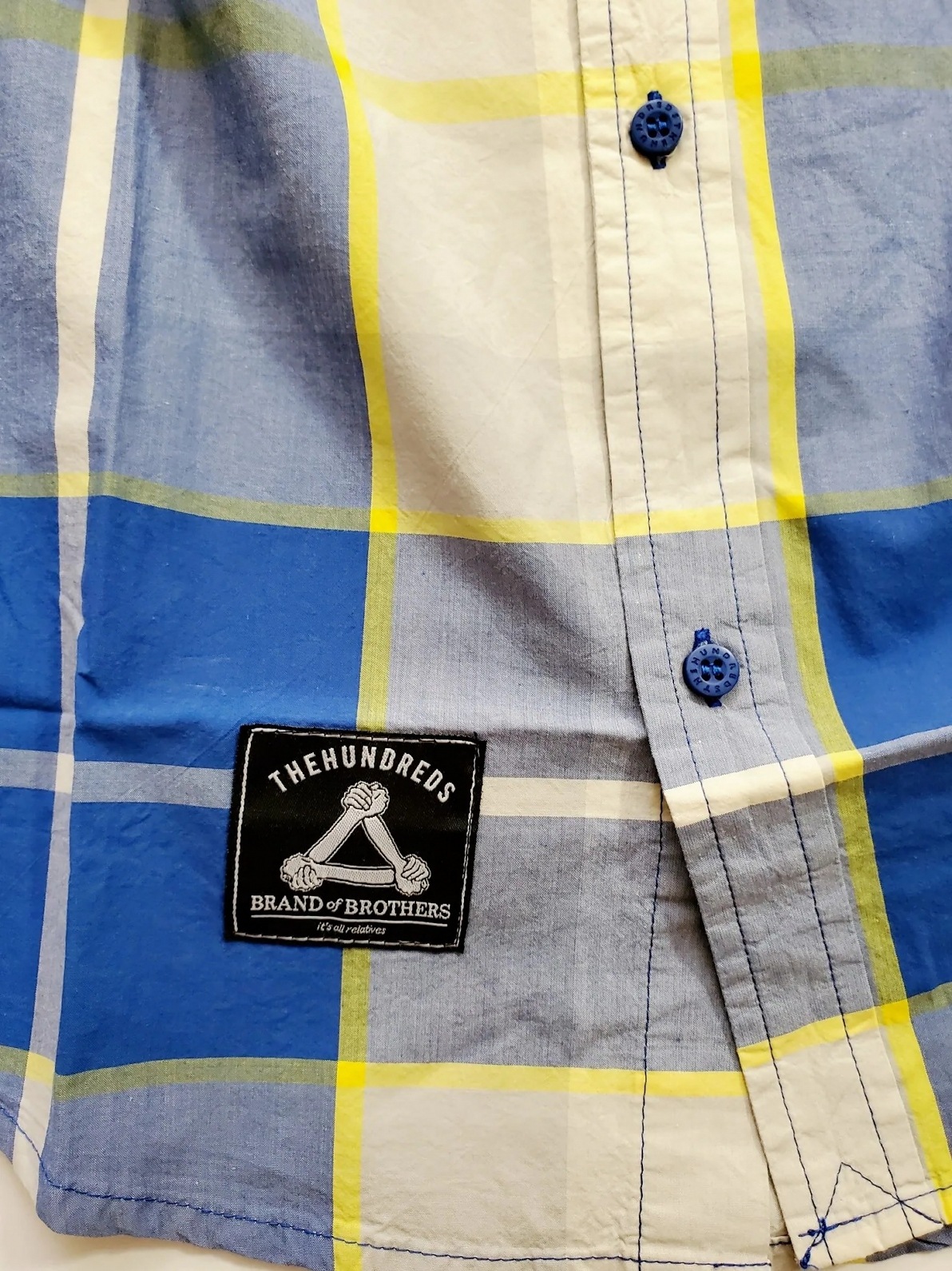 ��THE HUNDREDS/�����ϥ�ɥ�åġ�FLAXX SS WOVEN Ⱦµ����� / BLUE �֥롼 ��