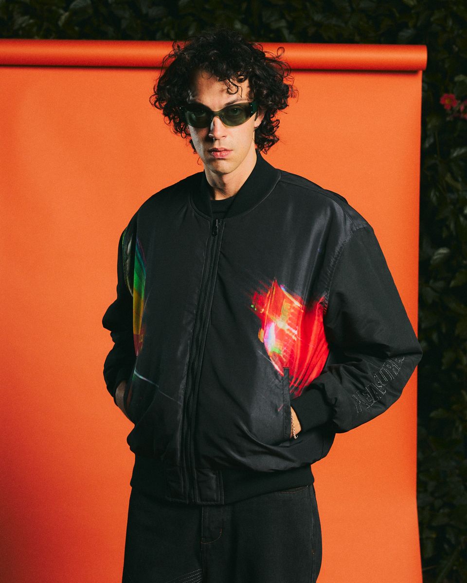 ��PLEASURES/�ץ쥸�㡼����DAFT PUNK/���եȡ��ѥ󥯡�DAFT CLUB REVERSIBLE BOMBER �ܥ�С����㥱�å� / BLACK