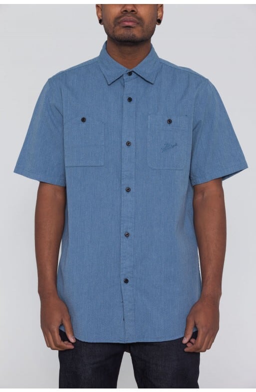 ��THE HUNDREDS/�����ϥ�ɥ�åġ�DAHLIA SS WOVEN Ⱦµ����� / BLUE �֥롼 ��