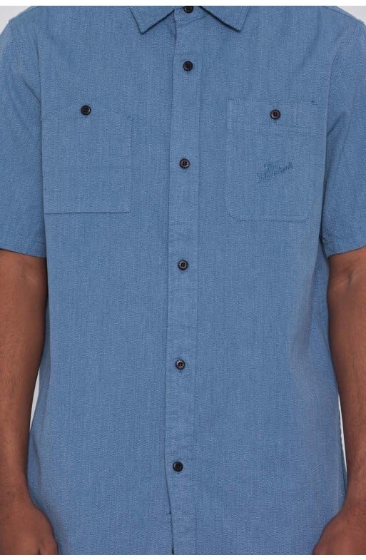 ��THE HUNDREDS/�����ϥ�ɥ�åġ�DAHLIA SS WOVEN Ⱦµ����� / BLUE �֥롼 ��