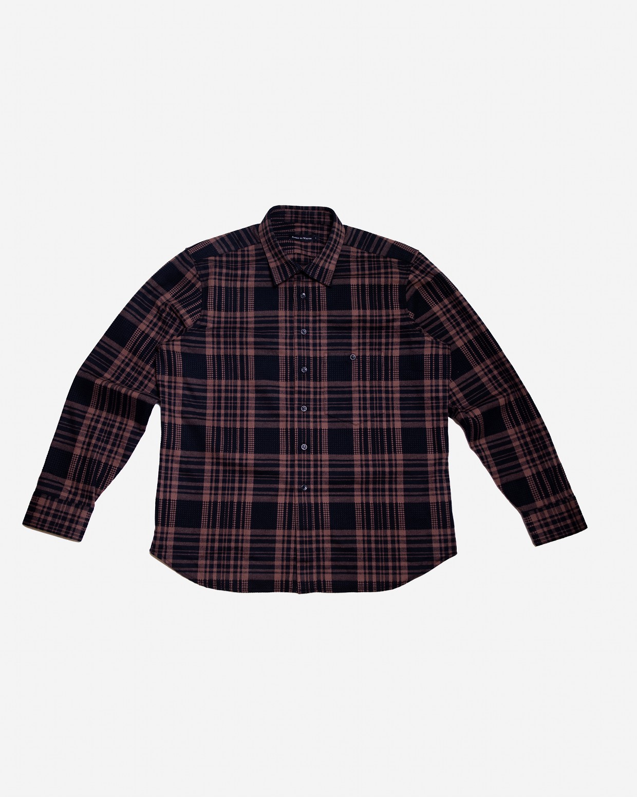 RAISED BY WOLVES/쥤ɥХ֥WAFFLE PLAID BUTTON-UP SHIRT Ĺµ / BROWN
