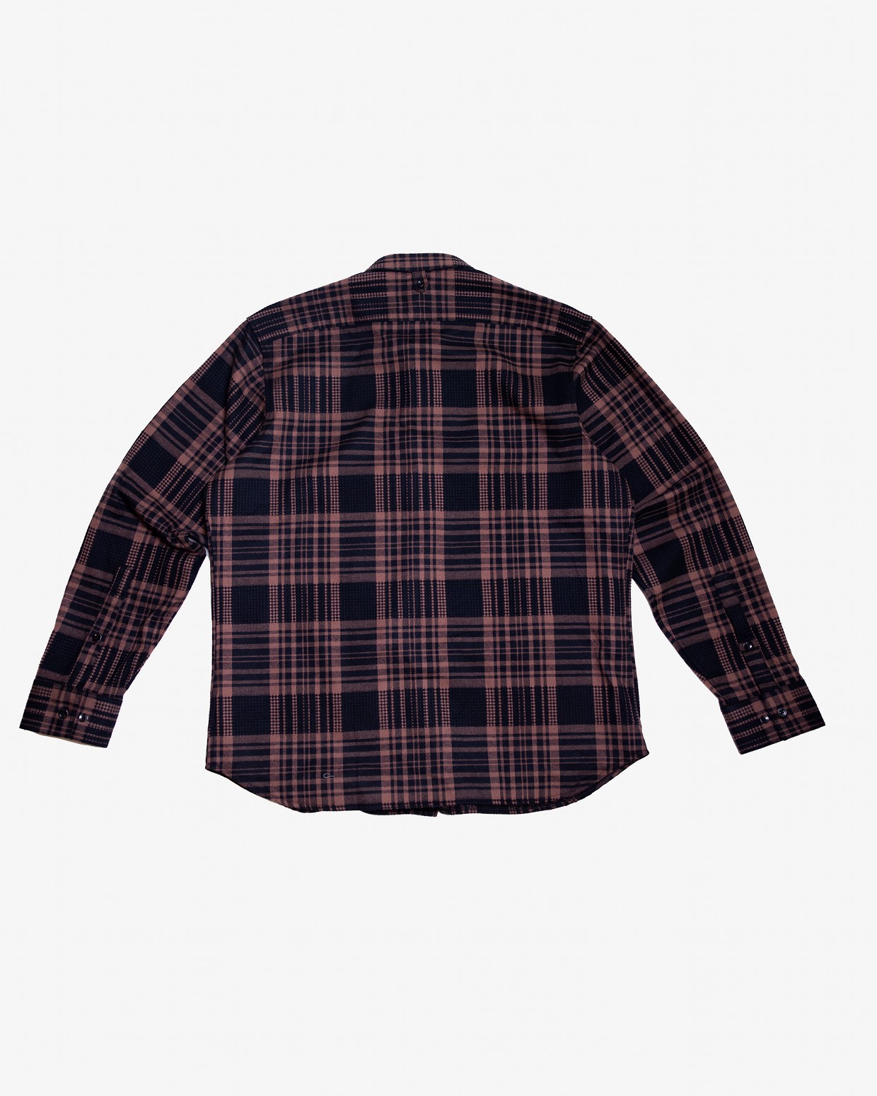 RAISED BY WOLVES/쥤ɥХ֥WAFFLE PLAID BUTTON-UP SHIRT Ĺµ / BROWN