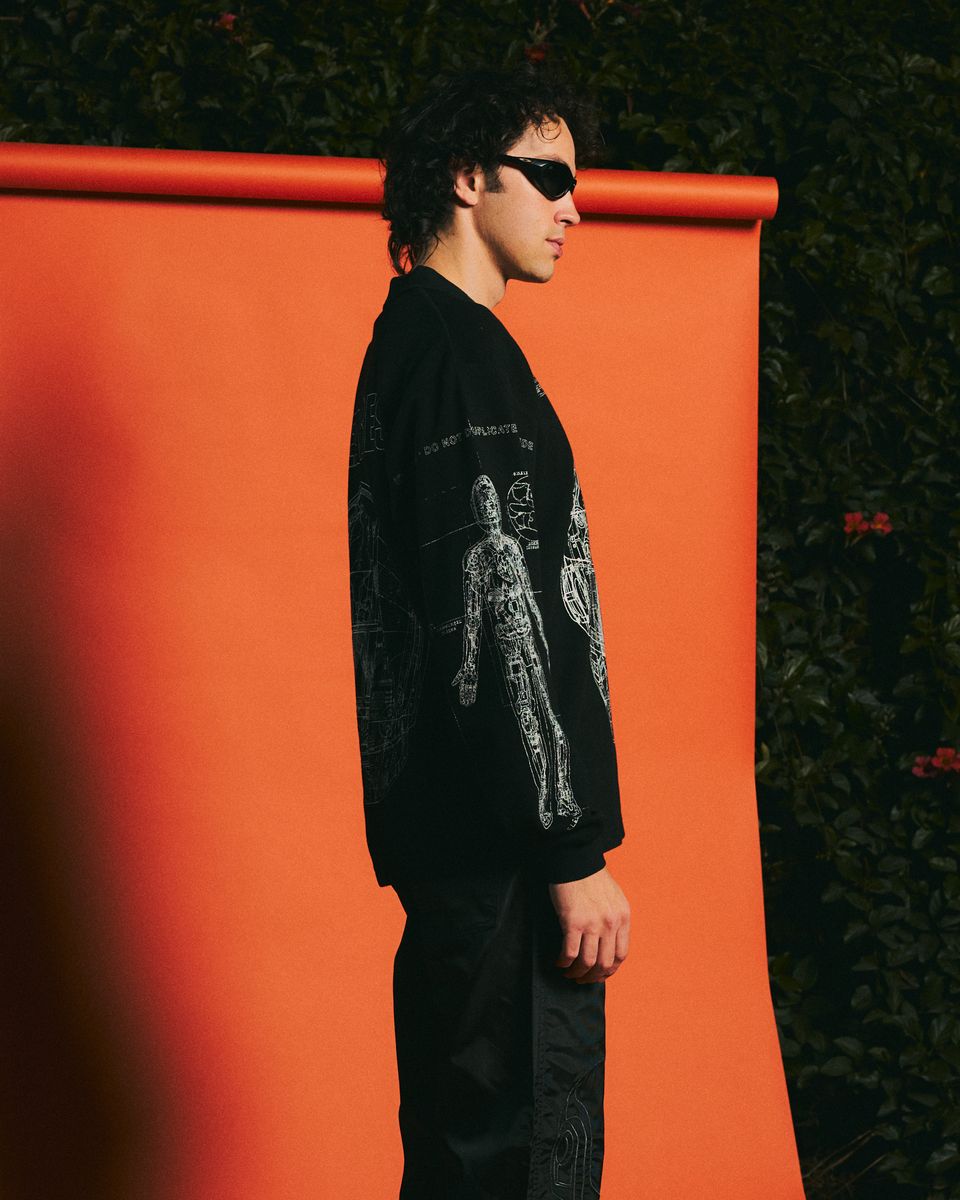 ��PLEASURES/�ץ쥸�㡼����DAFT PUNK/���եȡ��ѥ󥯡�SCHEMATIC LONG SLEEVE POLO �ݥ������ / BLACK