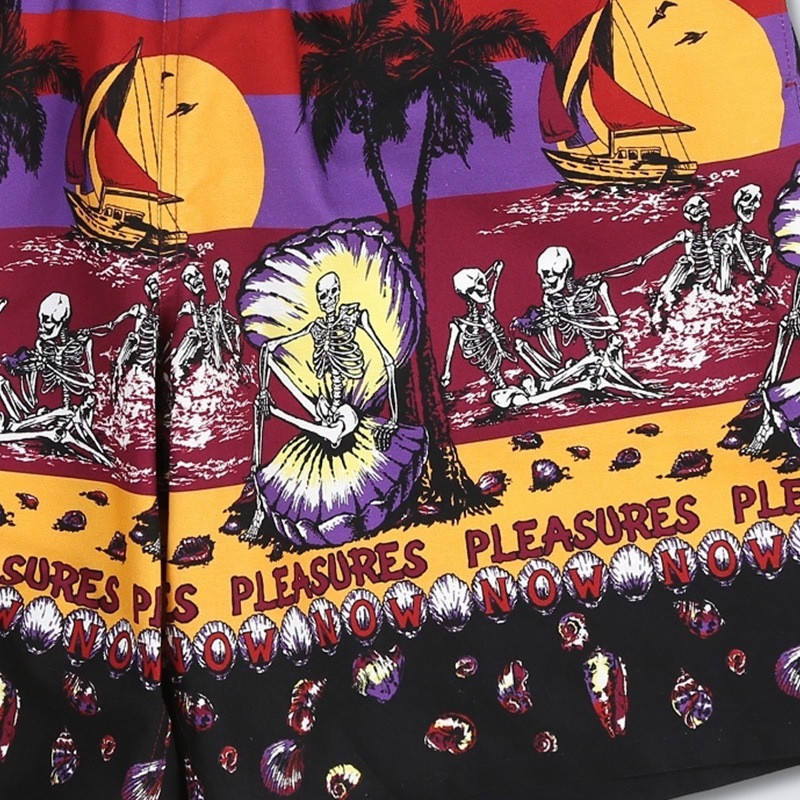 PLEASURES/ץ쥸㡼BEACH SHORT 硼ȥѥ / BURGUNDY Сǥ