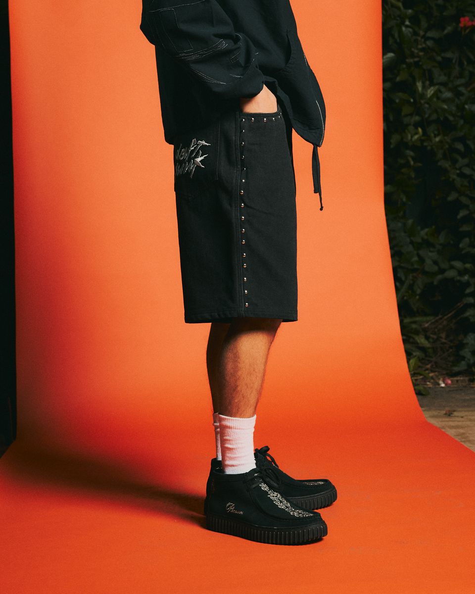 ��PLEASURES/�ץ쥸�㡼����DAFT PUNK/���եȡ��ѥ󥯡�LUCKY STUDDED JORTS ���硼�ȥѥ�� / BLACK