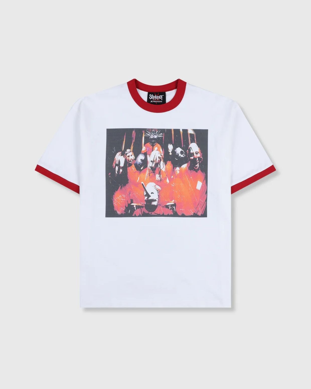 PLEASURES/ץ쥸㡼SLIPKNOT/åץΥåȡSELF TITLED RINGER SHIRT T / WHITE