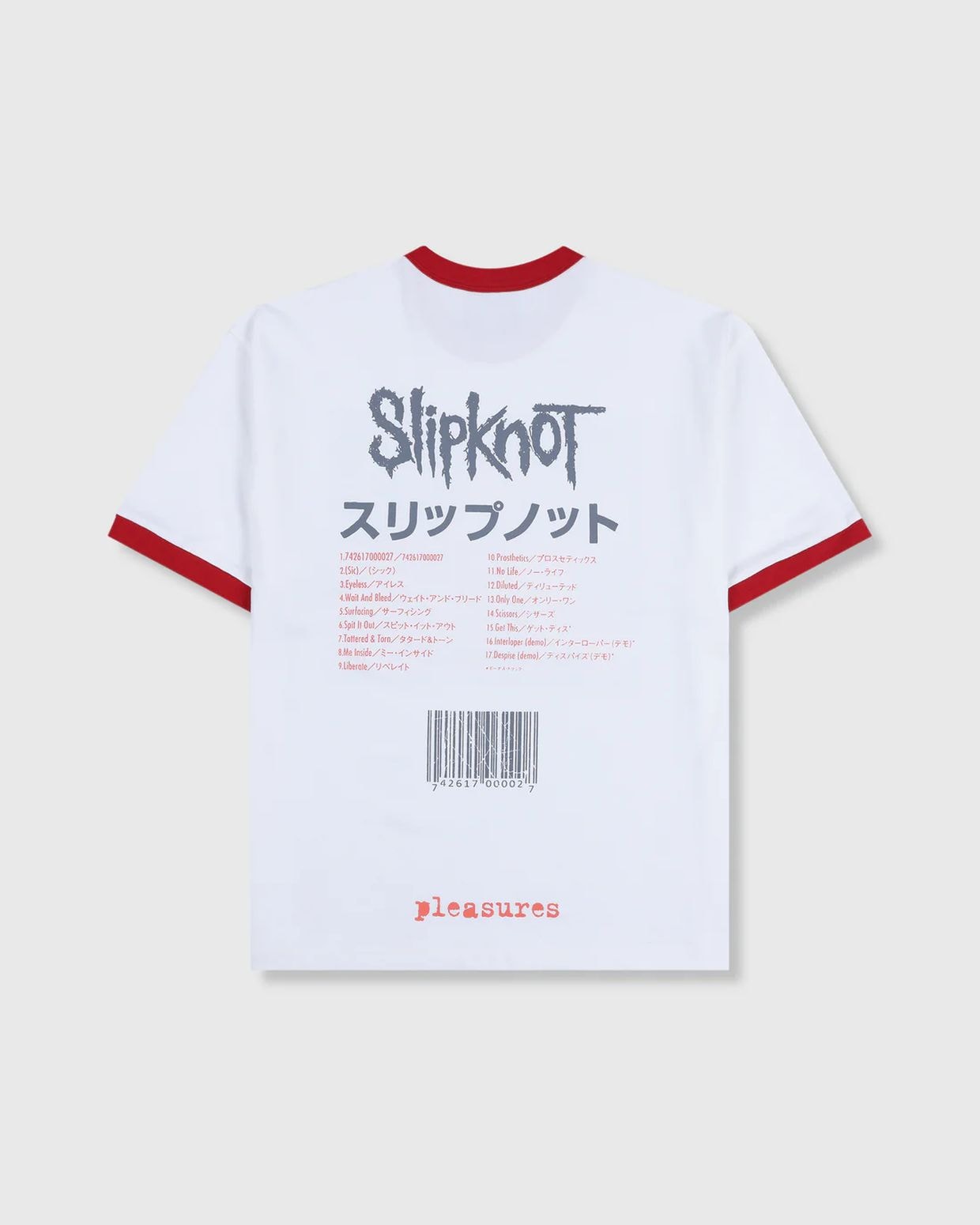 PLEASURES/ץ쥸㡼SLIPKNOT/åץΥåȡSELF TITLED RINGER SHIRT T / WHITE