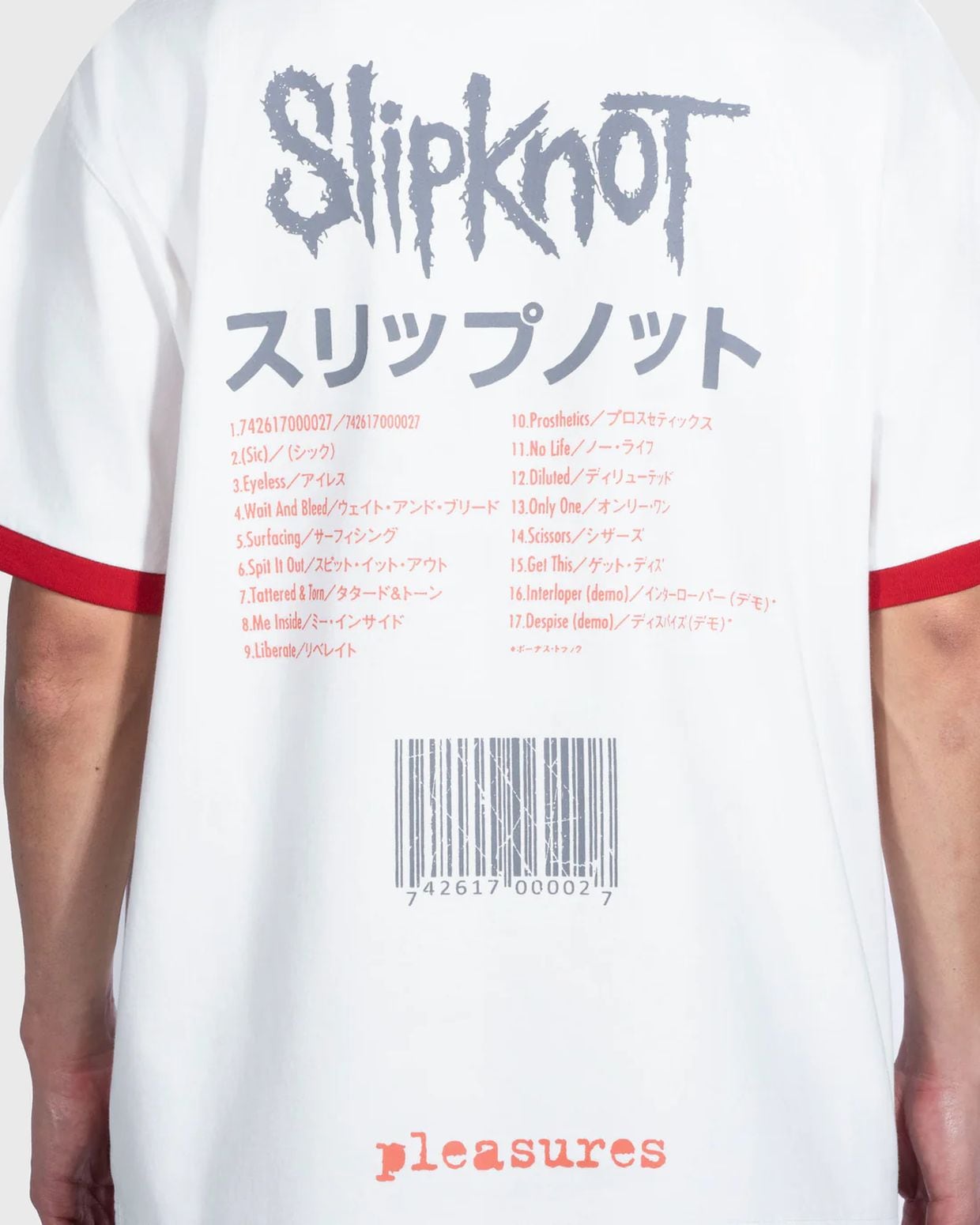 PLEASURES/ץ쥸㡼SLIPKNOT/åץΥåȡSELF TITLED RINGER SHIRT T / WHITE