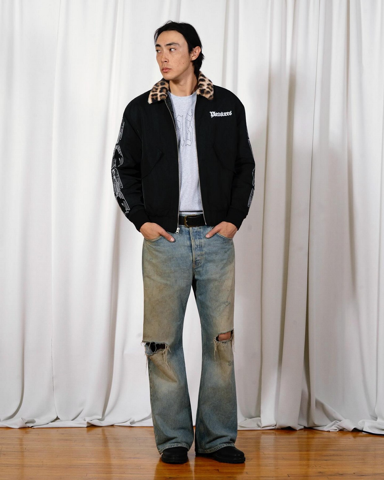 ��PLEASURES/�ץ쥸�㡼����ANGEL DEMON FLIGHT JACKET �ե饤�ȥ��㥱�å� / BLACK