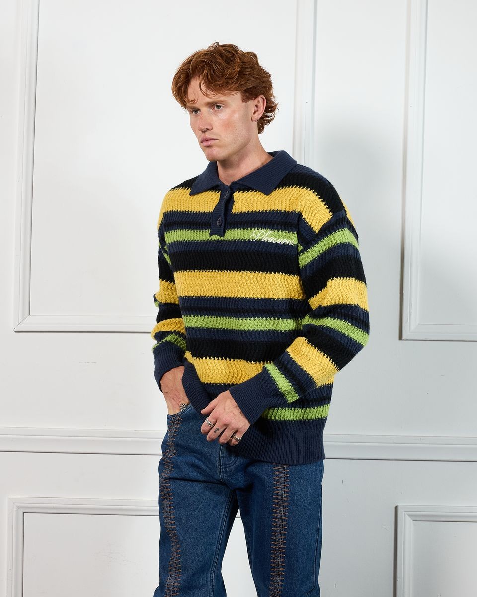 ��PLEASURES/�ץ쥸�㡼����COOPER POLO SWEATER �ݥ��������� / YELLOW