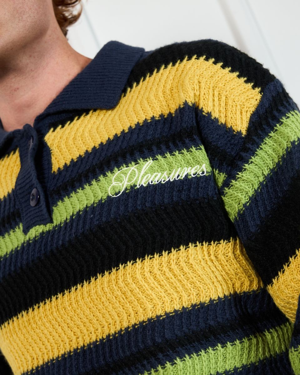 ��PLEASURES/�ץ쥸�㡼����COOPER POLO SWEATER �ݥ��������� / YELLOW
