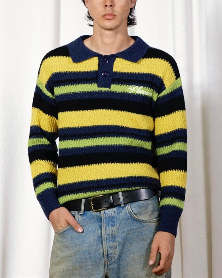 ��PLEASURES/�ץ쥸�㡼����COOPER POLO SWEATER �ݥ��������� / YELLOW