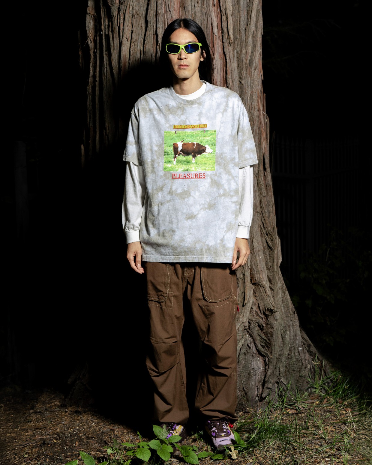 ��PLEASURES/�ץ쥸�㡼����GRASS FED T-SHIRT T����� / STORM